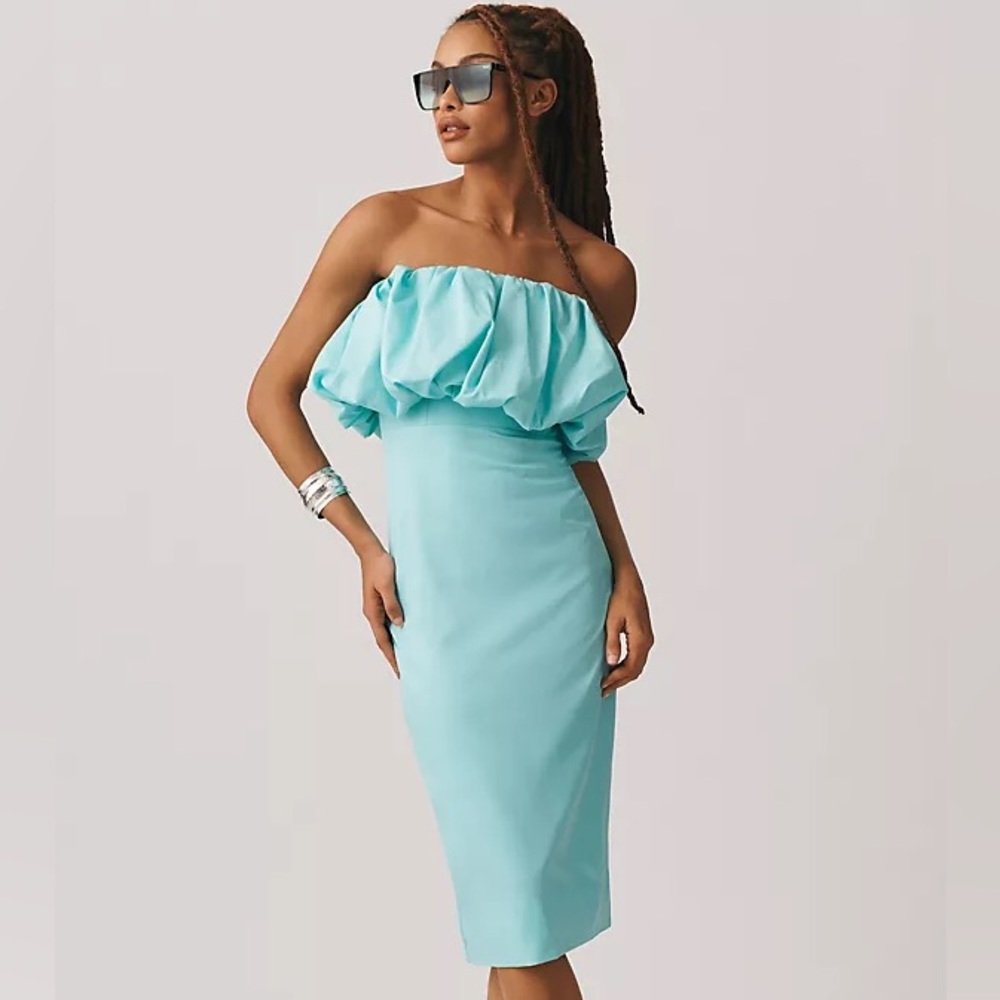 NWT Anthropologie Let Me Be Slim Bubble Dress in Aqua - Picture 1 of 9